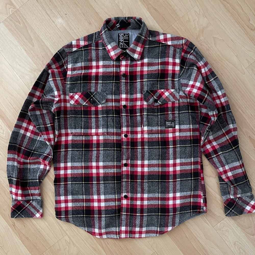 Billabong Boys Long Sleeve Flannel Shirt with Elbow Patches L